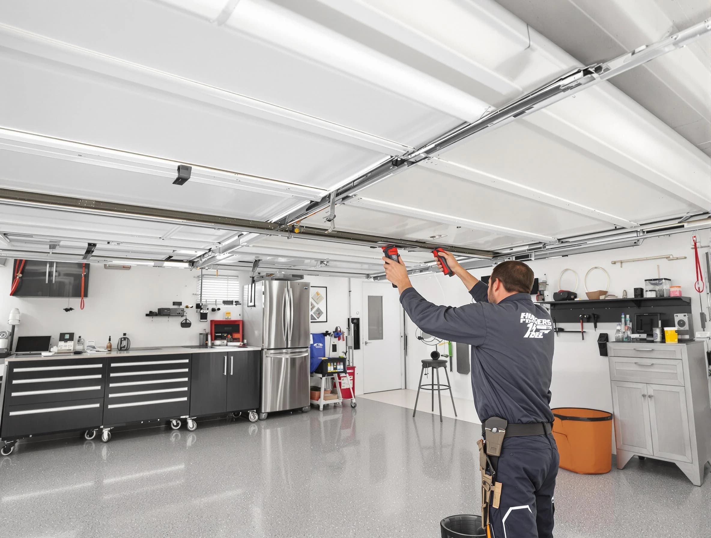 Overhead garage door repair service by Lovejoy Garage Door Repair in Lovejoy
