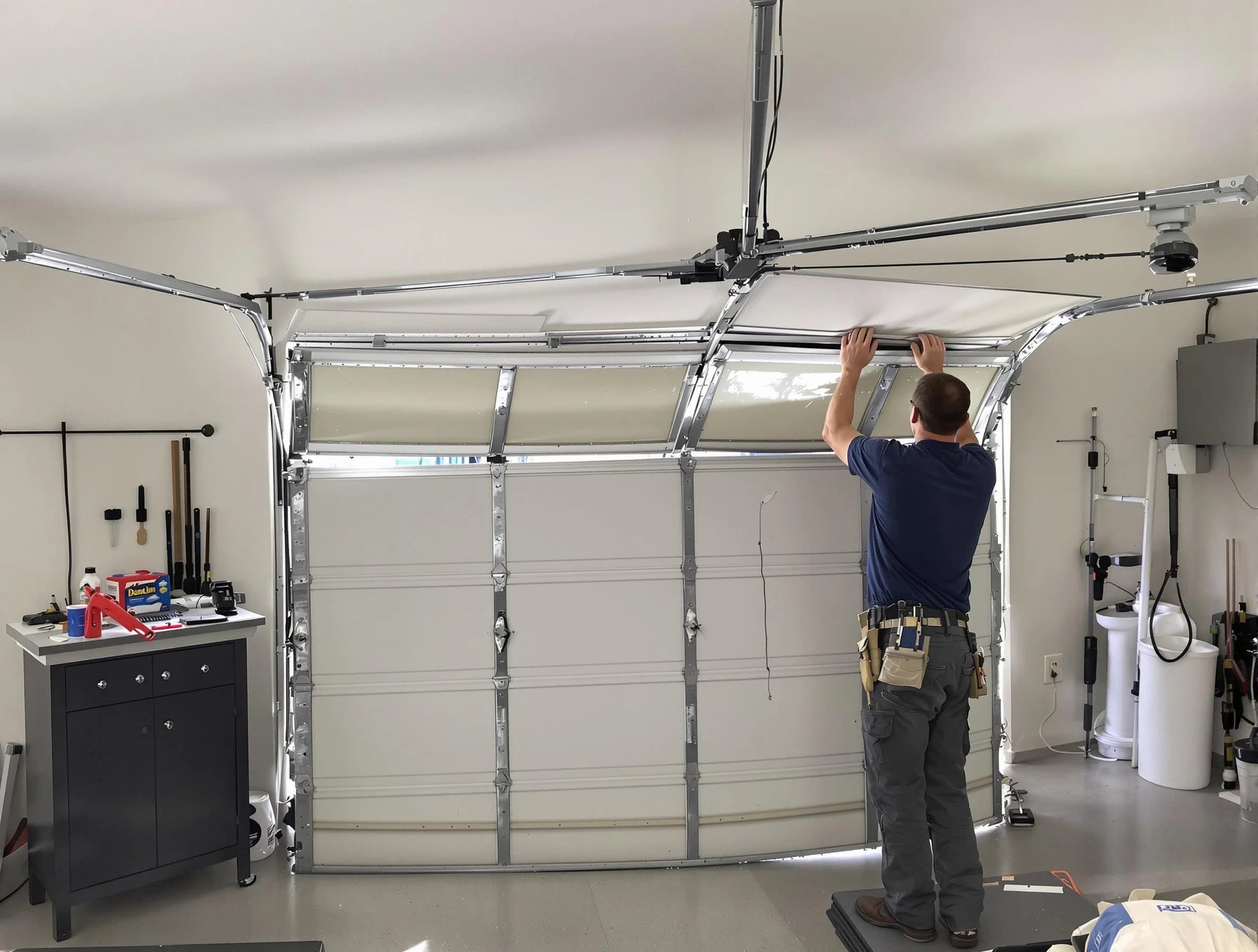 Lovejoy Garage Door Repair specialist performing precise section replacement on Lovejoy garage door