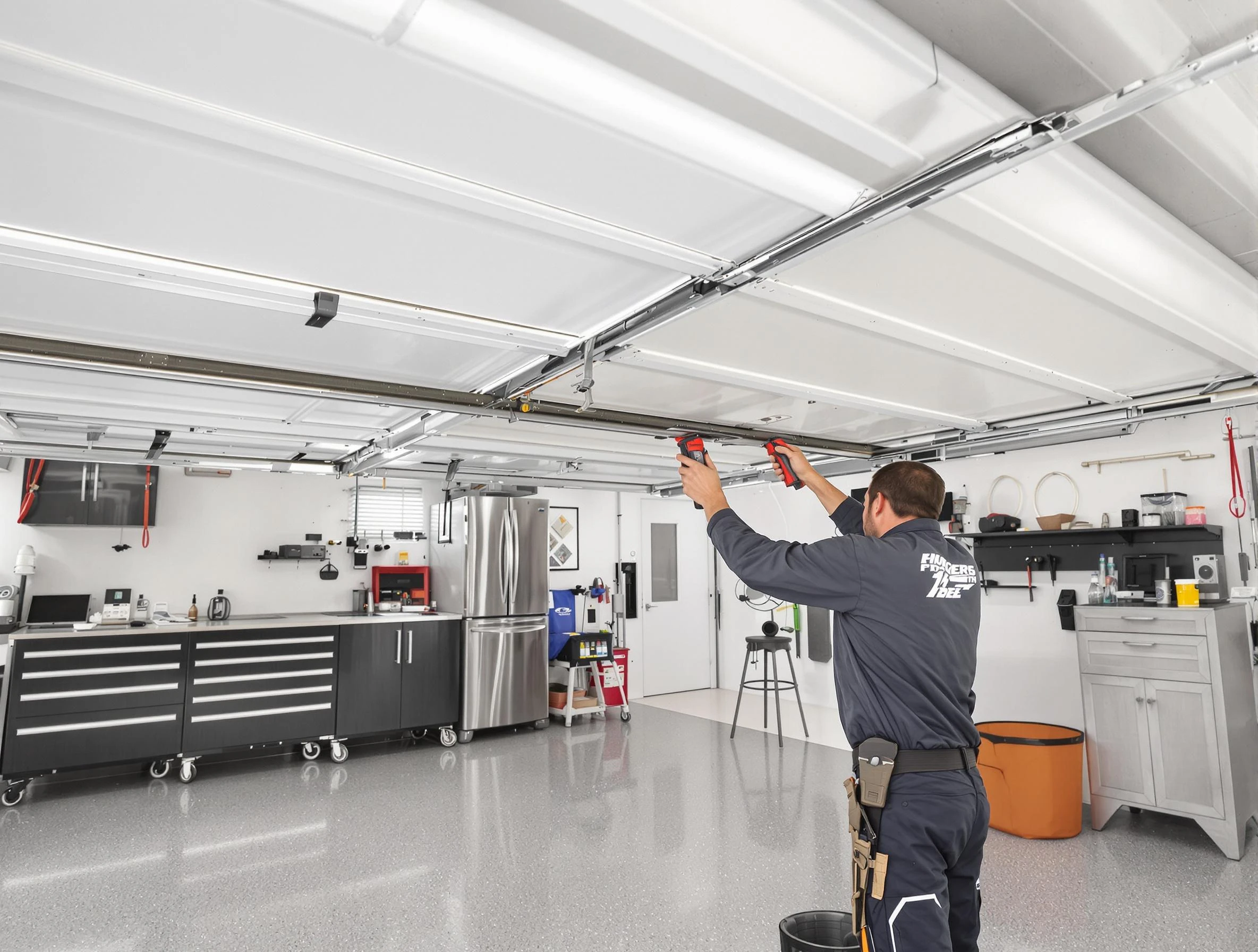 Overhead garage door repair service by Lovejoy Garage Door Repair in Lovejoy
