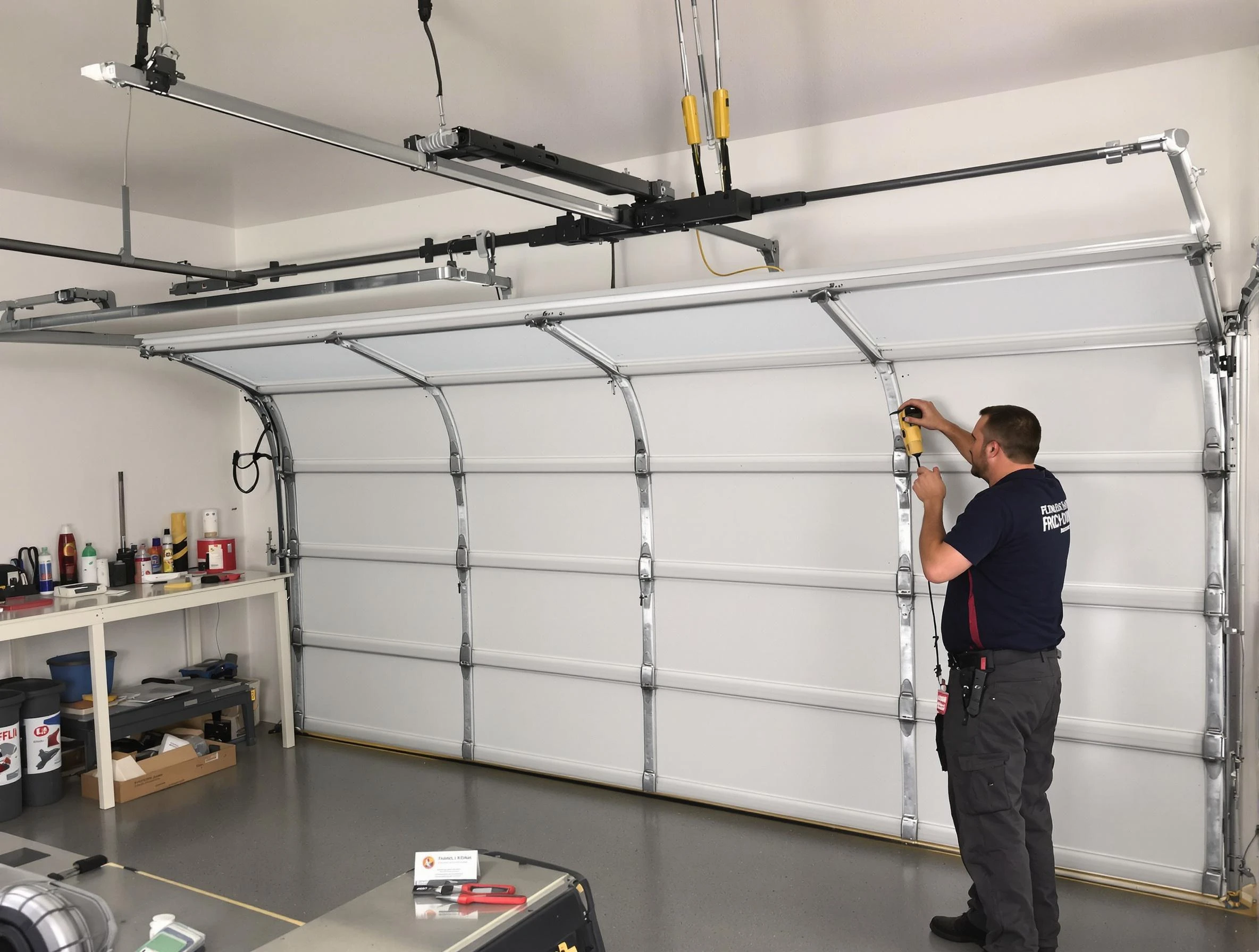Lovejoy Garage Door Repair certified technician performing overhead door system repair in Lovejoy