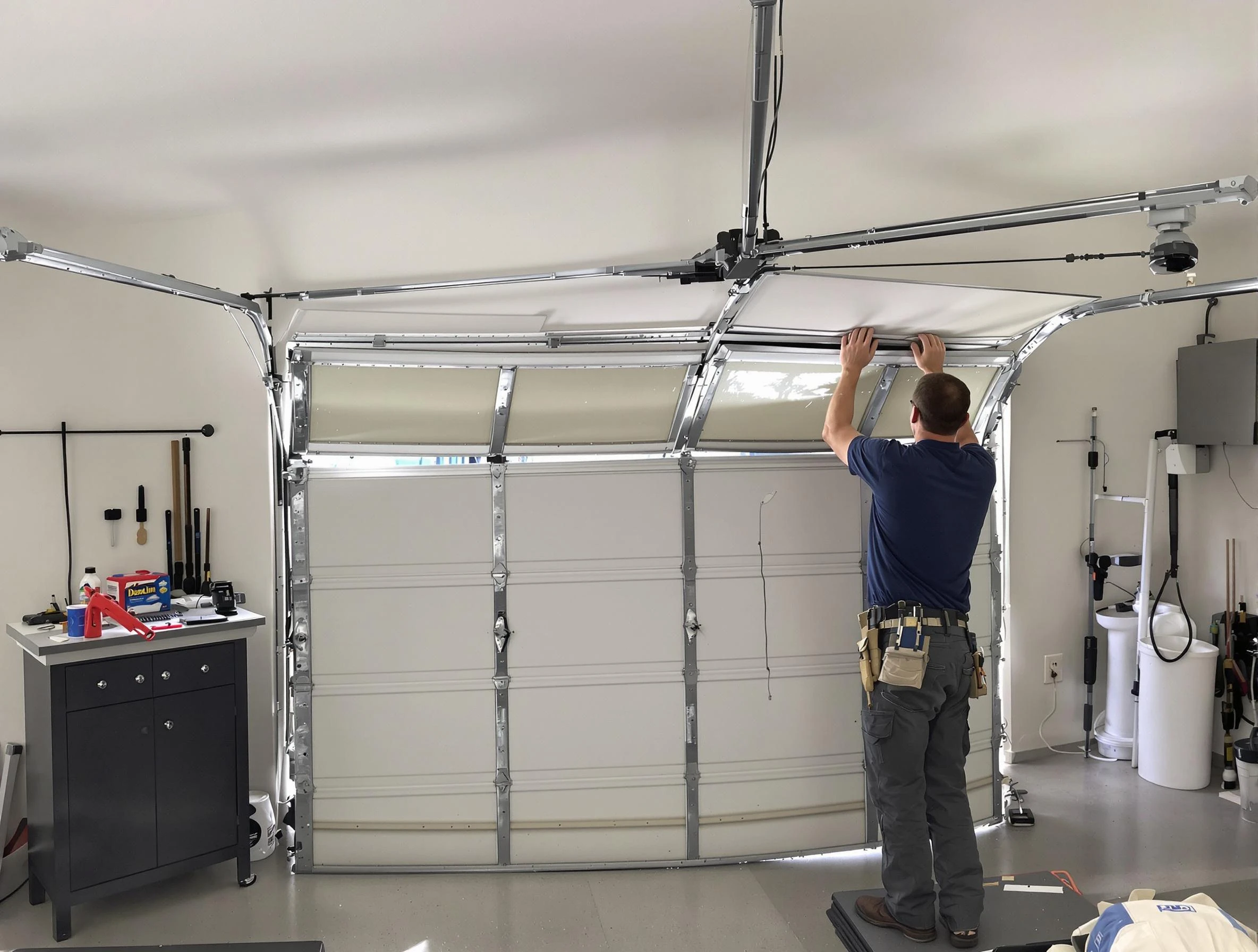 Lovejoy Garage Door Repair specialist performing precise section replacement on Lovejoy garage door
