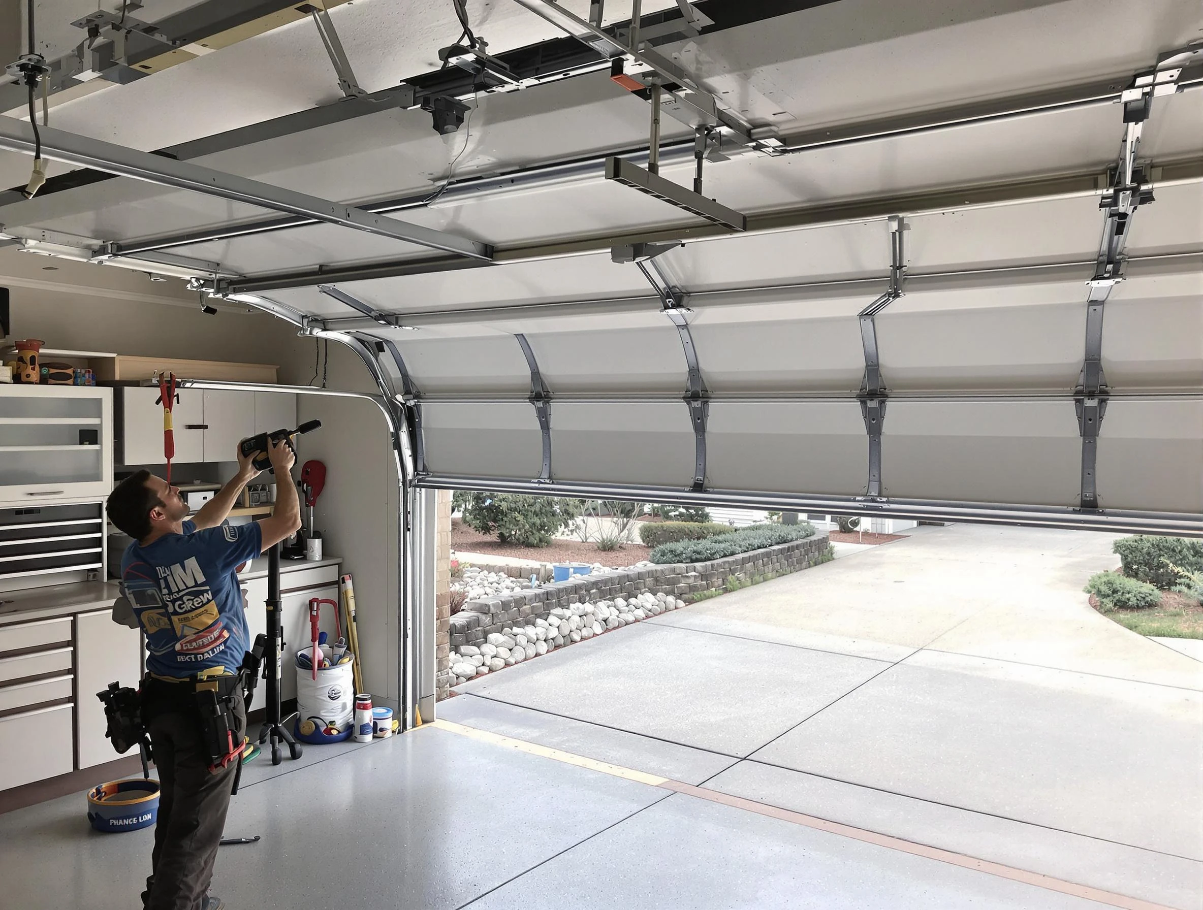 Garage door track repair service by Lovejoy Garage Door Repair in Lovejoy